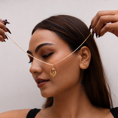 Golden Hexagon Fan Pendant & Stud Set – view 5