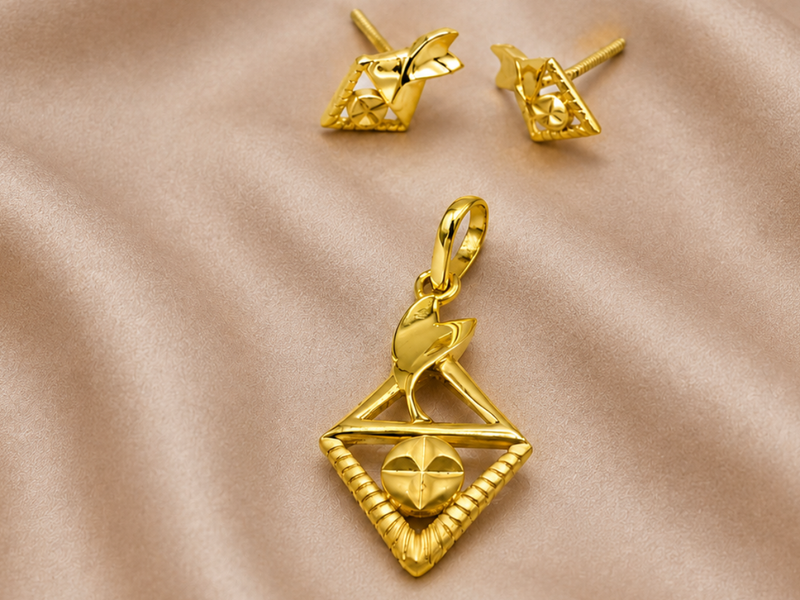 Golden Kite Drop Pendant & Stud Set