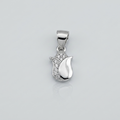Silver Pave Tulip Pendant – view 2
