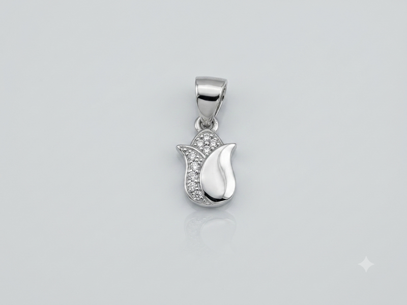 Silver Pave Tulip Pendant – view 2