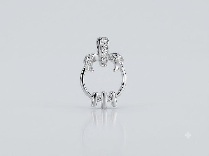 Silver Pave Circle Bar Slider Pendant – view 4