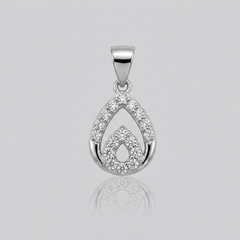 Silver Pave Openwork Teardrop Pendant – view 4