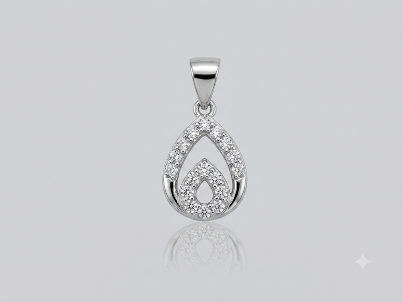 Silver Pave Openwork Teardrop Pendant – view 4