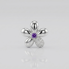 Silver Purple Stone Blossom Pendant – view 2