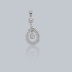 Silver Pave Teardrop Halo Drop Pendant – view 2
