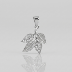 Silver Pave Leaf Branch Pendant – view 2