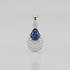 Silver Blue Pear Stone Teardrop Pendant – view 3
