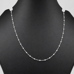 Silver Moon-Cut Bead Station Chain