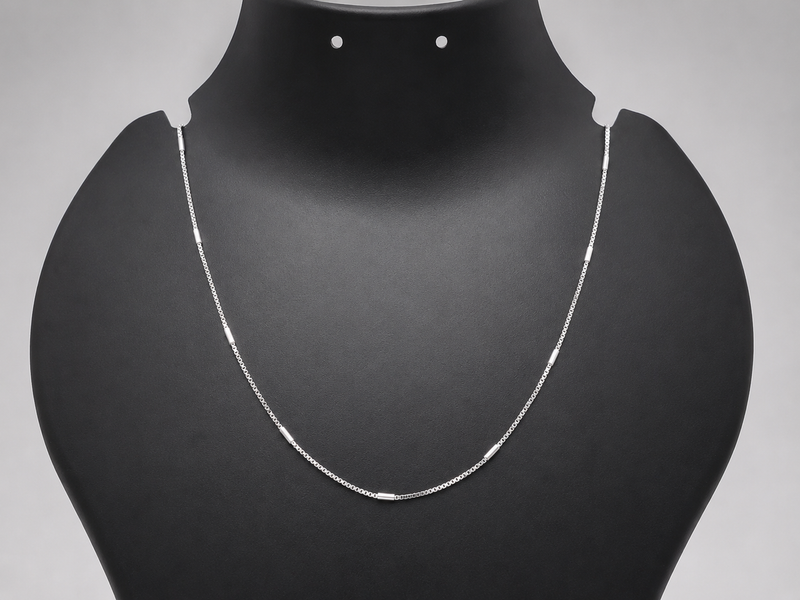 Silver Fine Bead Station Chain