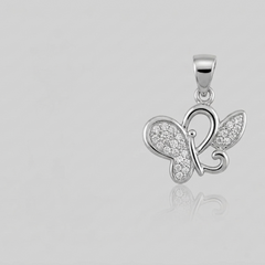 Silver Pave Swirl Butterfly Pendant – view 2