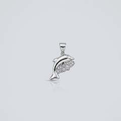 Silver Pave Dolphin Pendant – view 2