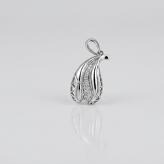Silver Carved Paisley Drop Pendant – view 2
