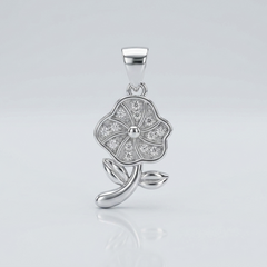 Silver Pave Wildflower Stem Pendant – view 2