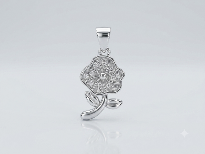 Silver Pave Wildflower Stem Pendant – view 2