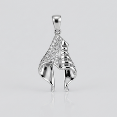 Silver Draped Ribbon Fold Pave Pendant – view 2