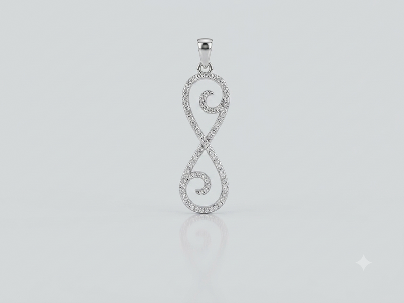 Silver Pave Infinity Swirl Pendant – view 2