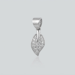 Silver Petite Pave Leaf Pendant – view 2