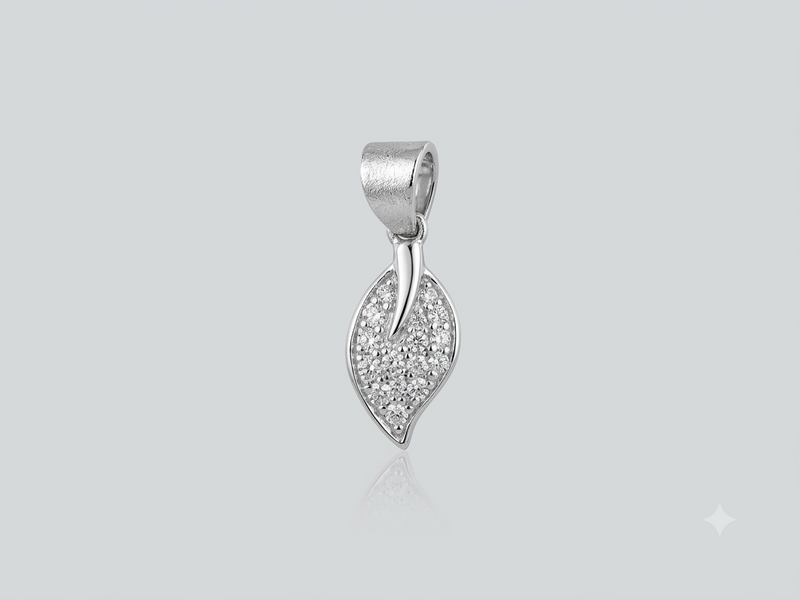 Silver Petite Pave Leaf Pendant – view 2