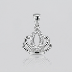 Silver Marquise Pave Crown Pendant – view 2