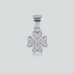 Silver Pave Four-Leaf Clover Pendant – view 2