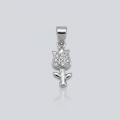 Silver Pave Rose Stem Pendant – view 2
