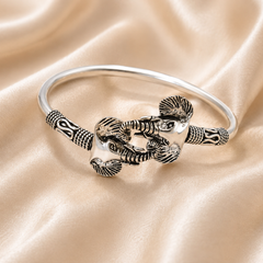 Oxidised Silver Twin Elephant Kada Bracelet