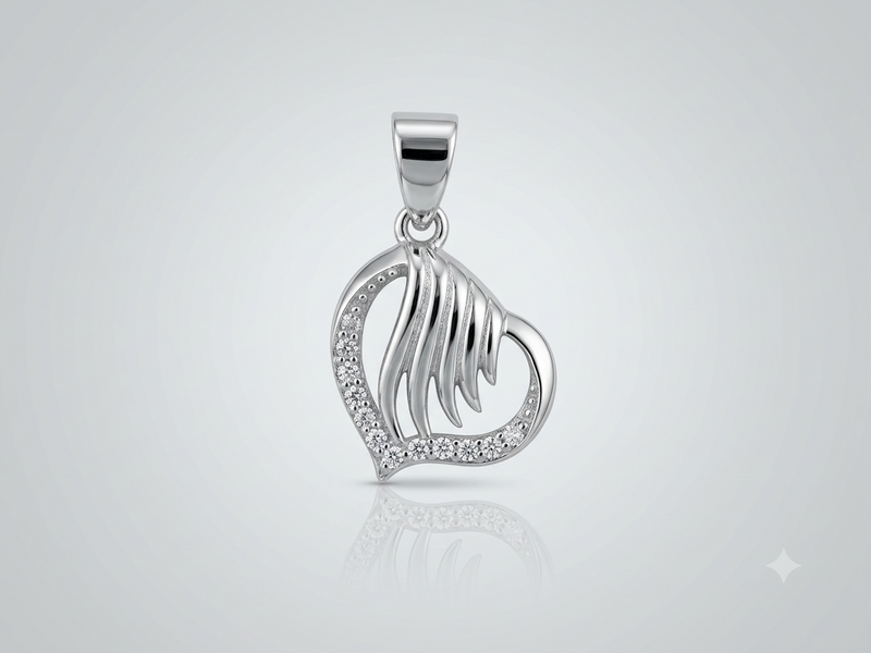 Silver Pave Wing Swirl Pendant – view 2