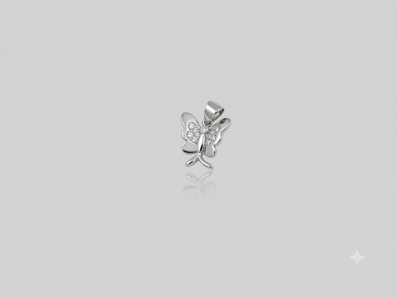 Silver Mini Pave Butterfly Pendant – view 2