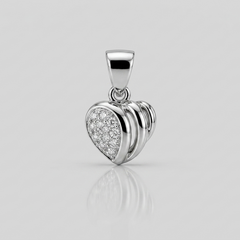 Silver Puffed Pave Heart Pendant – view 2