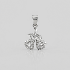 Silver Pave Twin Bud Branch Pendant – view 2