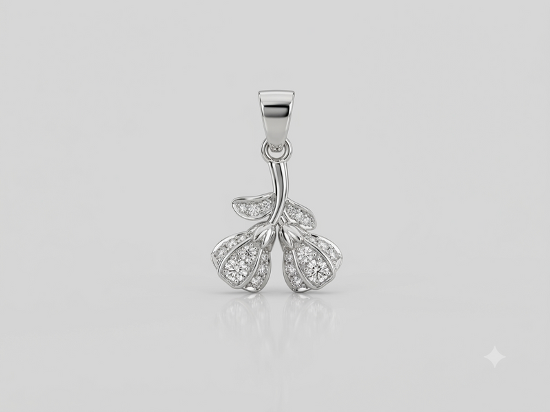 Silver Pave Twin Bud Branch Pendant – view 2