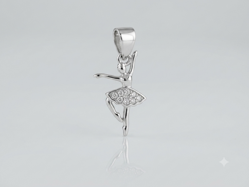 Silver Pave Ballerina Pendant – view 2