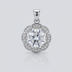 Silver Vintage Halo Solitaire Pendant – view 2