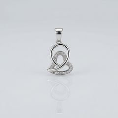 Silver Tilted Loop Pave Heart Pendant – view 2