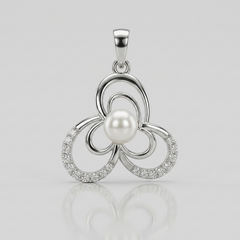 Silver Pearl Trefoil Loop Pendant – view 2