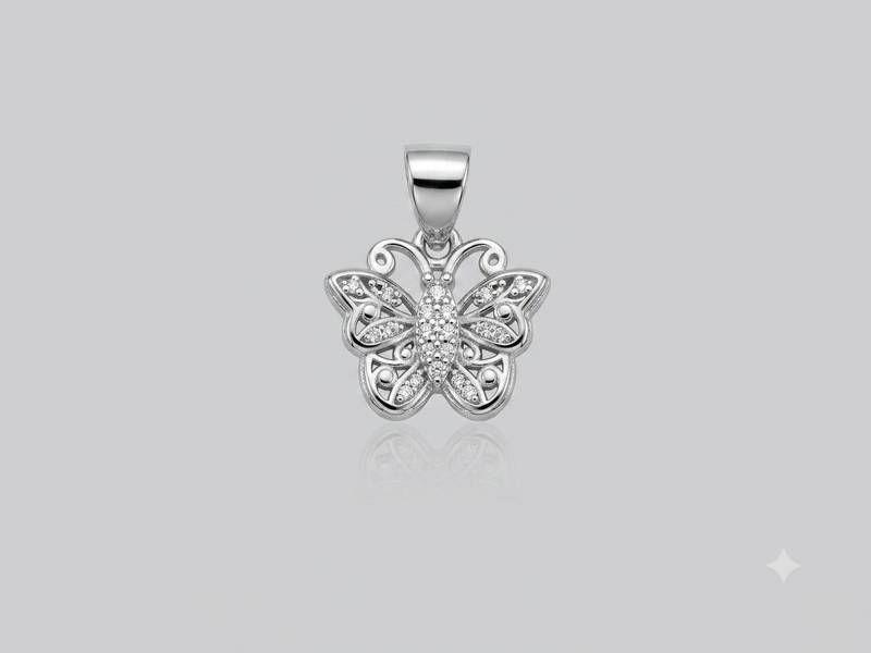 Silver Filigree Butterfly Pendant – view 2