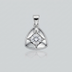 Silver Star-Set Triangle Solitaire Pendant – view 2