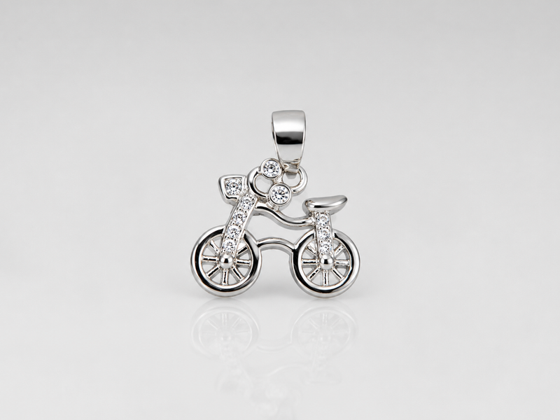 Silver Pave Bicycle Pendant – view 2