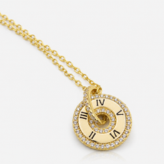 Golden Roman Numeral Disc Pendant – view 2