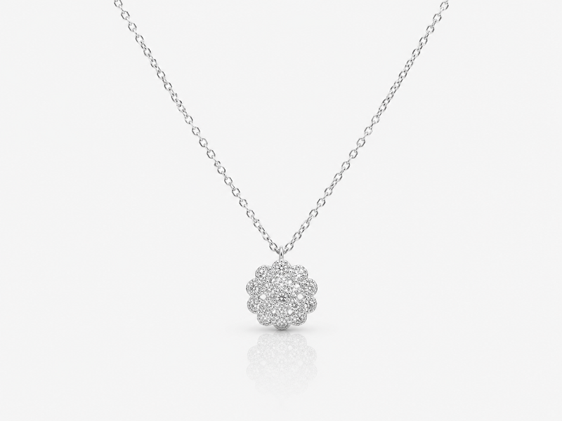 Silver Pave Rosette Cluster Pendant – view 2