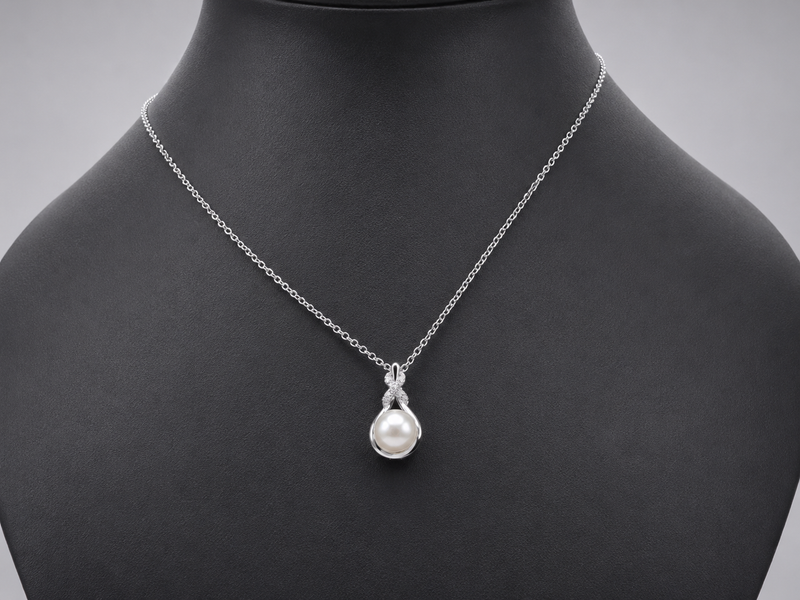 Silver Pearl Drop Claw Pendant – view 2