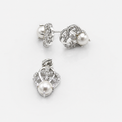 Silver Pearl Filigree Pendant & Earring Set – view 2