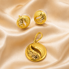 Golden Dome Mesh Pendant & Stud Set – view 2