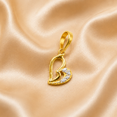 Golden Open Heart CZ Tail Pendant