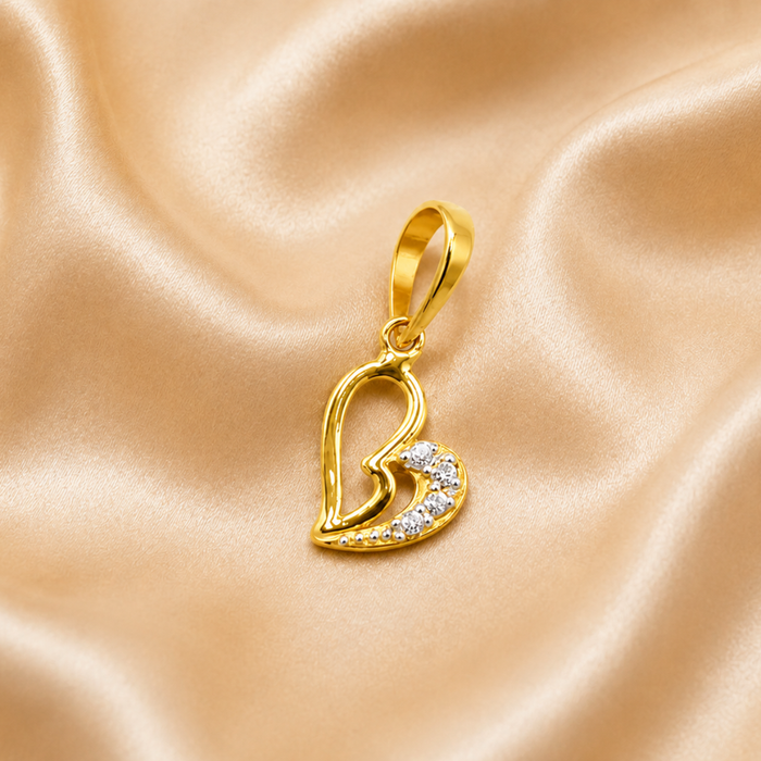 Golden Open Heart CZ Tail Pendant