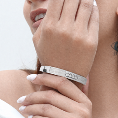 Silver Broad Pave Circle Hinged Bangle – view 3