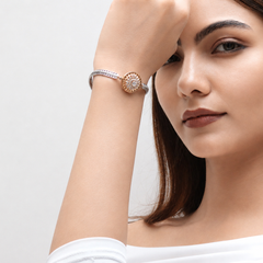Silver Mesh Bracelet with Gold-Tone Medallion – view 2