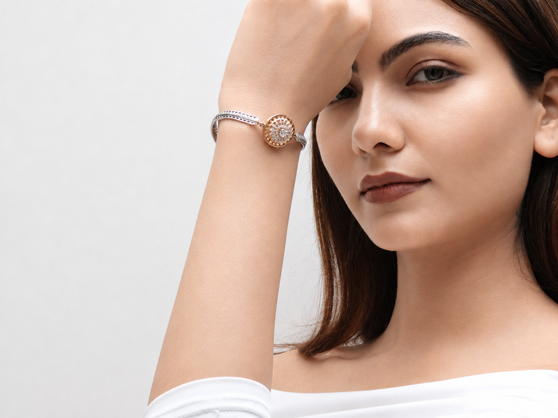 Silver Mesh Bracelet with Gold-Tone Medallion – view 2