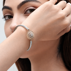 Silver Mesh Bracelet with Gold-Tone Medallion – view 3