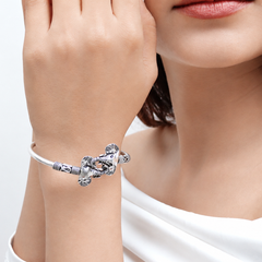 Oxidised Silver Twin Elephant Kada Bracelet – view 4